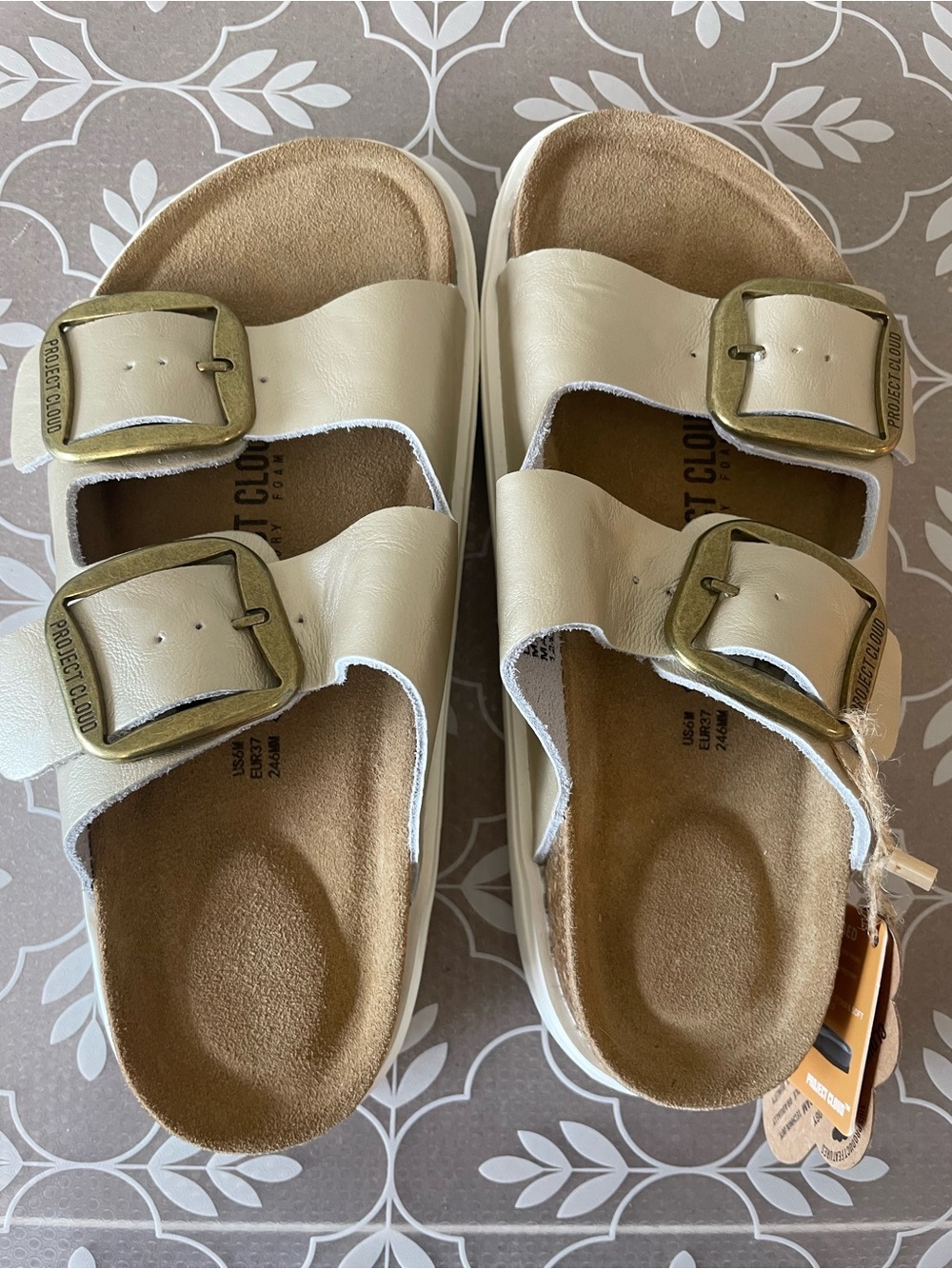 White Project Cloud Women’s Cream Double Buckle Slide Sandals